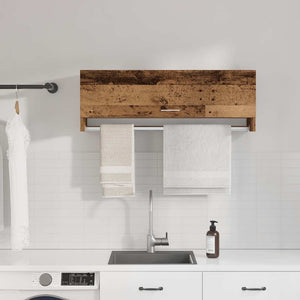 Klädhängare åldrat trä 100x32,5x35 cm konstruerat trä