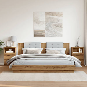 Sängbord 2 st artisan ek 40x36x65 cm konstruerat trä