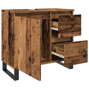 Tvättställsskåp åldrat trä 65x33x60 cm konstruerat trä