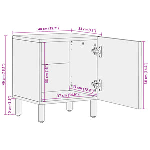 Sängbord svart 40x33x46 cm massivt mangoträ