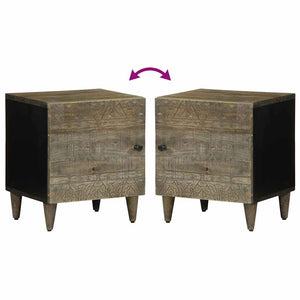 Sängskåp 2 st Ljusgrå 40x33x46 cm Massivträ Mango