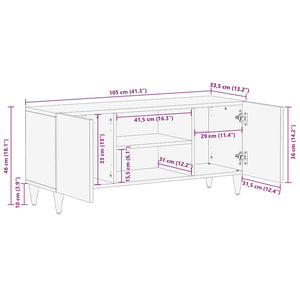 TV-bänk ljusgrå 105x33,5x46 cm mango i massivt trä