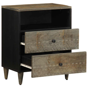 Sängbord ljusgrått 50x33x60 cm massivt trä mango