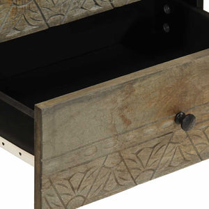 Sängbord ljusgrått 50x33x60 cm massivt trä mango