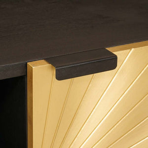 TV-skåp med dörr Svart och Guld 80 x 33 x 46 cm Konstruerat trä