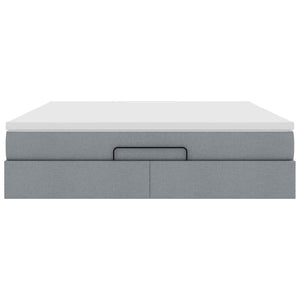 Ottoman sängram med madrass ljusgrå 180x200 cm tyg