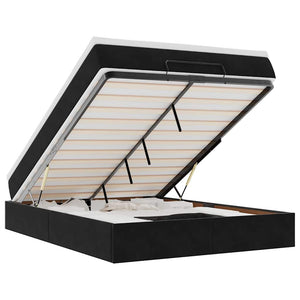 Ottoman sängram med madrass svart 140x200 cm sammet