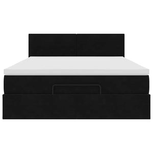 Ottoman sängram med madrass svart 140x200 cm sammet