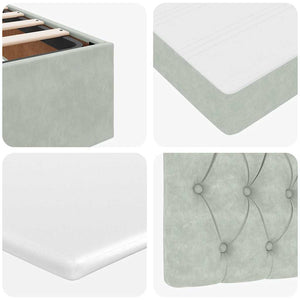 Ottoman sängram med madrass ljusgrå 180x200 cm sammet