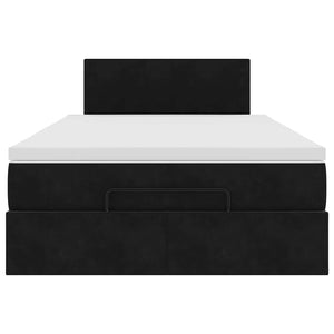 Ottomansk säng med madrass & LED-lampor svart 120x190cm sammet