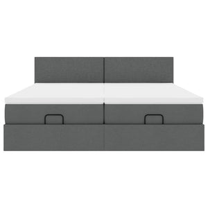 Ottoman sängram med madrasser mörkgrå 180x200 cm tyg