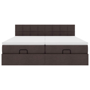 Ottoman sängram med madrasser mörkbrun 180x200 cm tyg