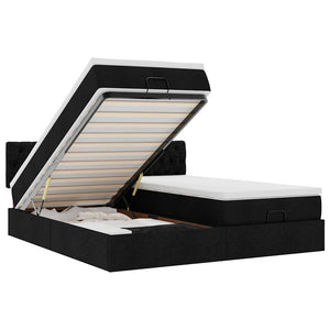 Ottoman sängram med madrasser svart 200x200 cm tyg