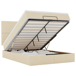 Ottoman sängram med madrass gräddvit 140x200 cm tyg