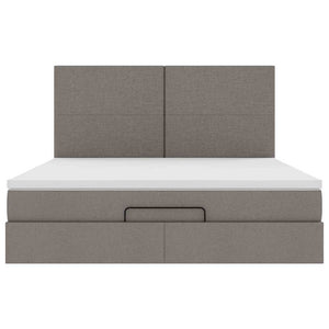 Ottoman sängram med madrass taupe 160x200 cm tyg