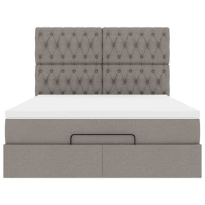 Ottoman sängram med madrass taupe 140x190 cm tyg