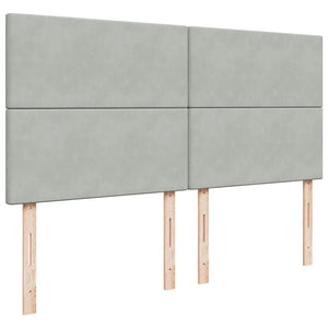 Ottoman sängram med madrasser ljusgrå 180x200 cm sammet