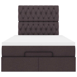 Ottoman sängram med madrass mörkbrun 120x190 cm tyg