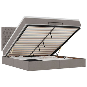 Ottoman sängram med madrass taupe 180x200 cm tyg