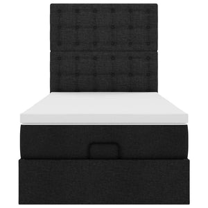 Ottoman sängram med madrass svart 100x200 cm tyg