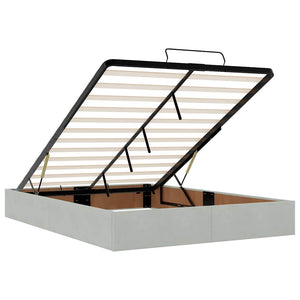 Ottoman sängram med madrasser ljusgrå 140x200 cm sammet