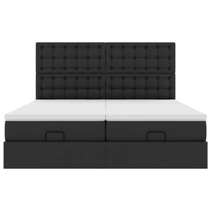 Ottomansk säng med madrasser&LEDs svart 180x200cm konstläder
