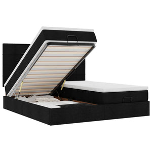 Ottoman sängram med madrasser svart 180x200 cm tyg
