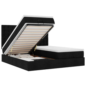 Ottoman sängram med madrasser svart 180x200 cm tyg