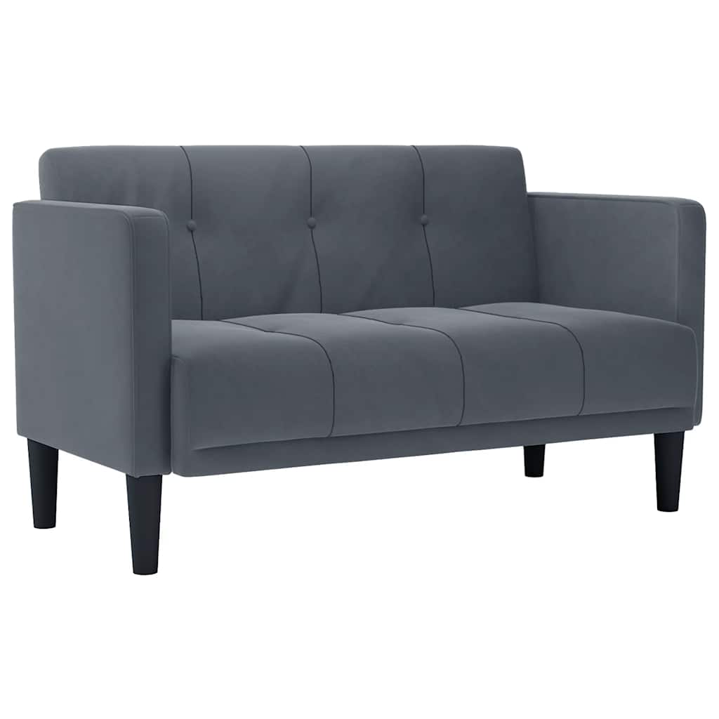 Loveseat soffa mörkgrå 111 cm sammet