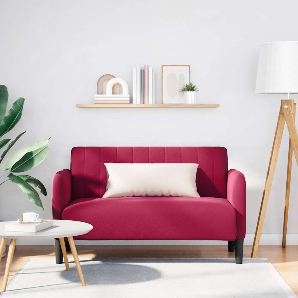 Loveseat soffa vinröd 109 cm sammet