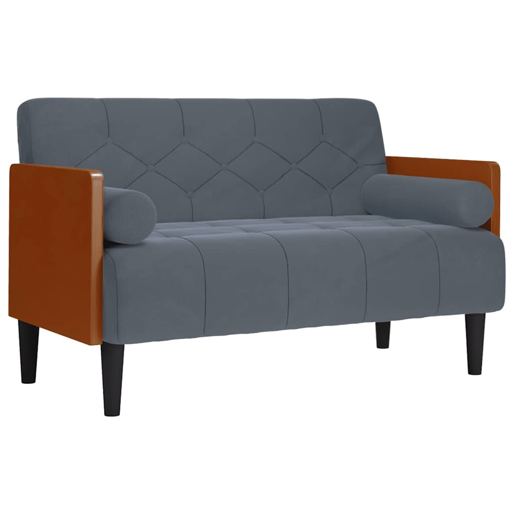 Loveseat soffa med dynor mörkgrå 110 cm sammet