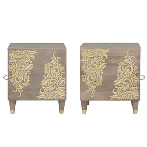 Sängbord med Dörr 2 pcs Grå 40 x 33 x 46 cm Massivt mangoträ