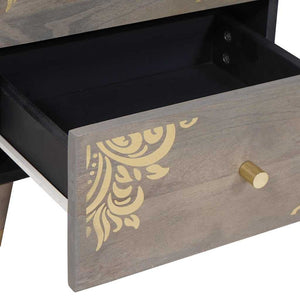 Nattduksbord 2 pcs Grå 40 x 33 x 46 cm Massivt mangoträ