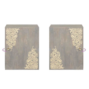 Väggskåp Väggmonterad Grå 38 x 33 x 48 cm Massivt mangoträ