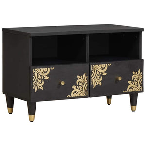 TV-skåp med låda Svart 70 x 33 x 46 cm Massivt mangoträ