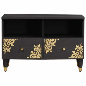 TV-skåp med låda Svart 70 x 33 x 46 cm Massivt mangoträ
