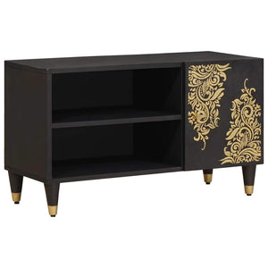 TV-skåp med hylla Svart 80 x 33 x 46 cm Massivt mangoträ
