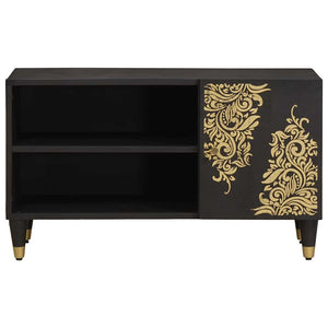 TV-skåp med hylla Svart 80 x 33 x 46 cm Massivt mangoträ