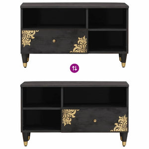 TV-skåp med låda Svart 80 x 33 x 46 cm Massivt mangoträ