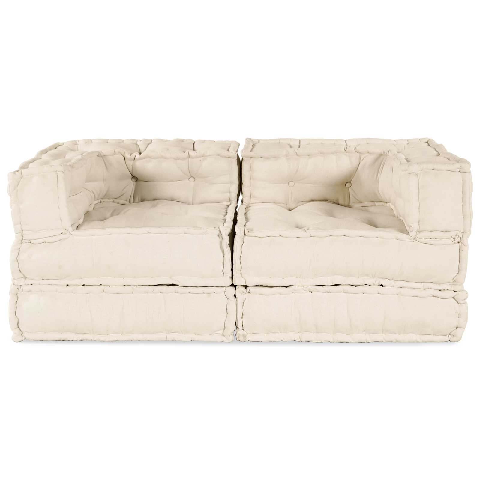 Modulsofa enhet 2 st Tyg Gräddvit 140 x 70 x 56 cm