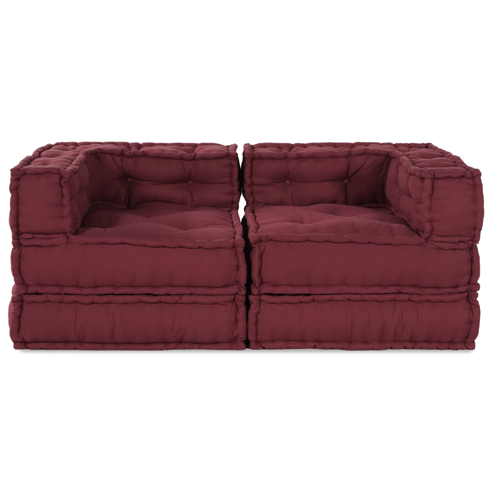 Modulsofa enhet 2 st Tyg Bordeaux 140 x 70 x 56 cm