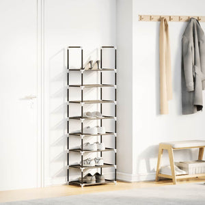 Skohylla 8 hyllor svart 44x28x145 cm fiberduk