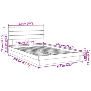 Sängram med huvudgavel utan madrass 120x200 cm massivt trä ek