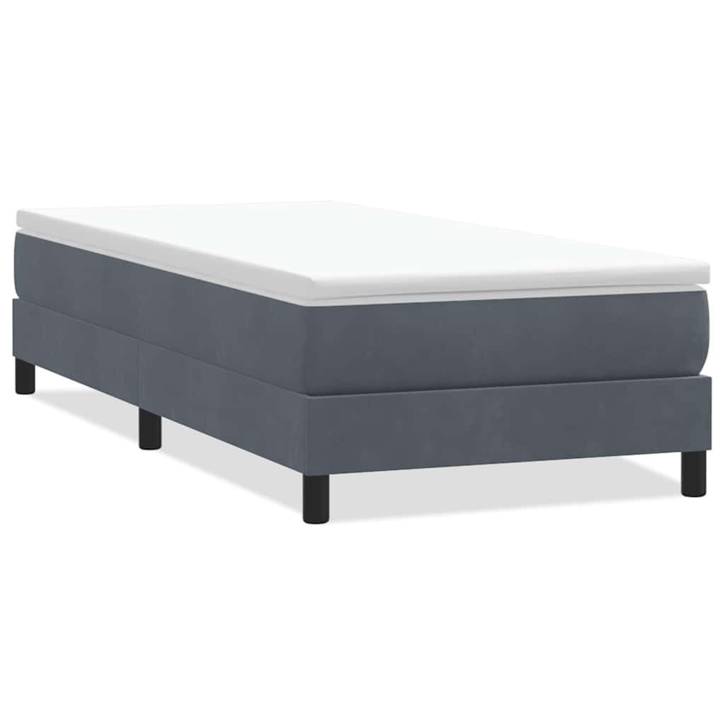Resårsäng utan madrass mörkgrå 100x210 cm sammet