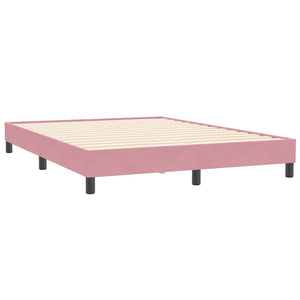 Ramsäng med madrass rosa 160x210 cm sammet