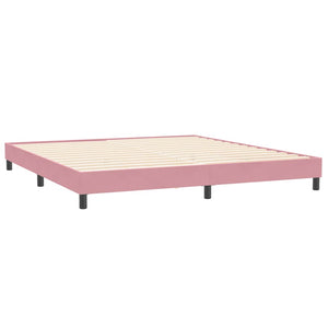 Resårsäng med madrasser rosa 180x210 cm sammet
