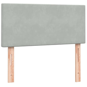 Resårsäng med madrass ljusgrå 90x220 cm sammet