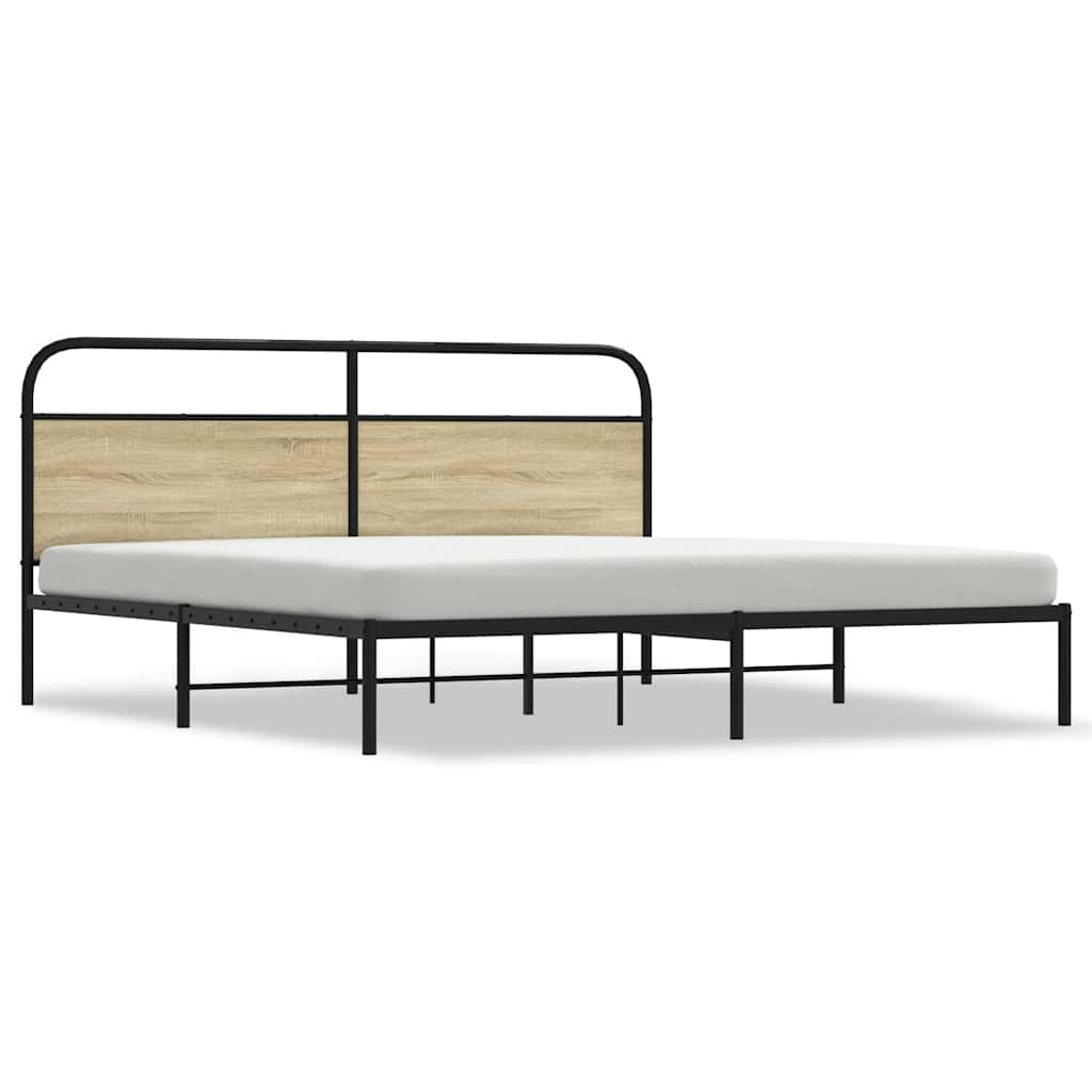 Sängram utan madrass metall sonoma-ek 200x200 cm