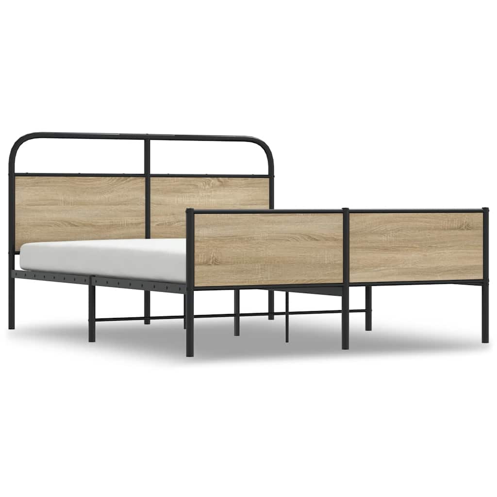Sängram utan madrass metall rökfärgad ek 160x200 cm