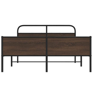 Sängram utan madrass metall brun ek 150x200 cm